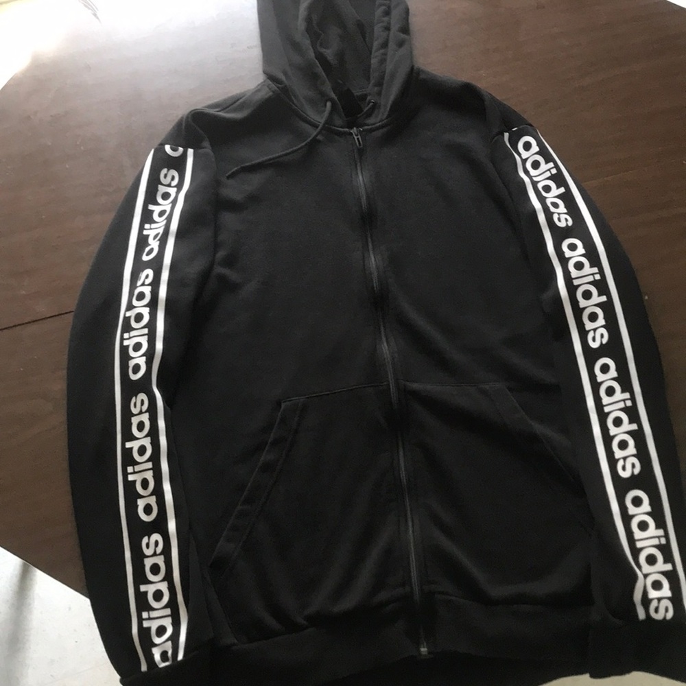 XXL Black Adidad Jacket w/ hoodie (men’s)